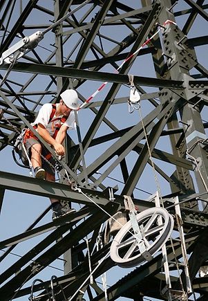 Work on a power pylon