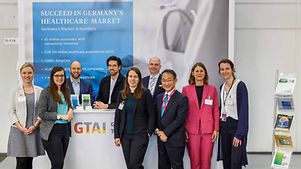 Some members of the GTAI booth team: Julia Albrecht; Julia Pietsch; Marc Lehnfeld; Nils van Look; Joanna Zygadlo; Marcus Schmidt; Hiroshi Iwamura; Kirsten Herrmann and Katrin Bartelt (from left to right)